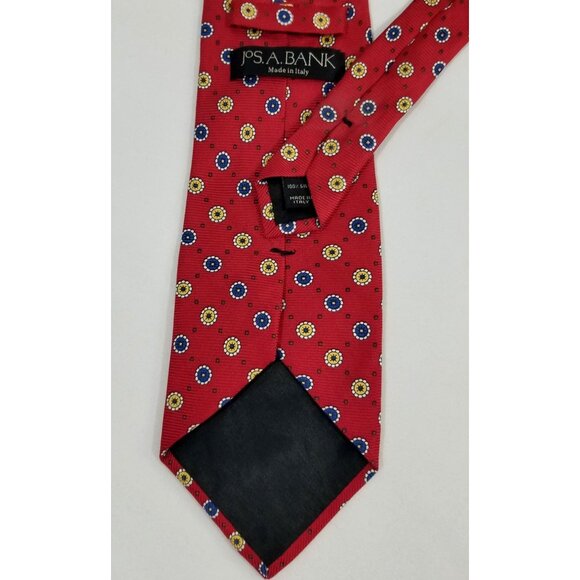 Jos. A. Bank Mens Necktie Silk Tie Red Floral Pattern 61" X 3.75" Made In Italy - Picture 4 of 8